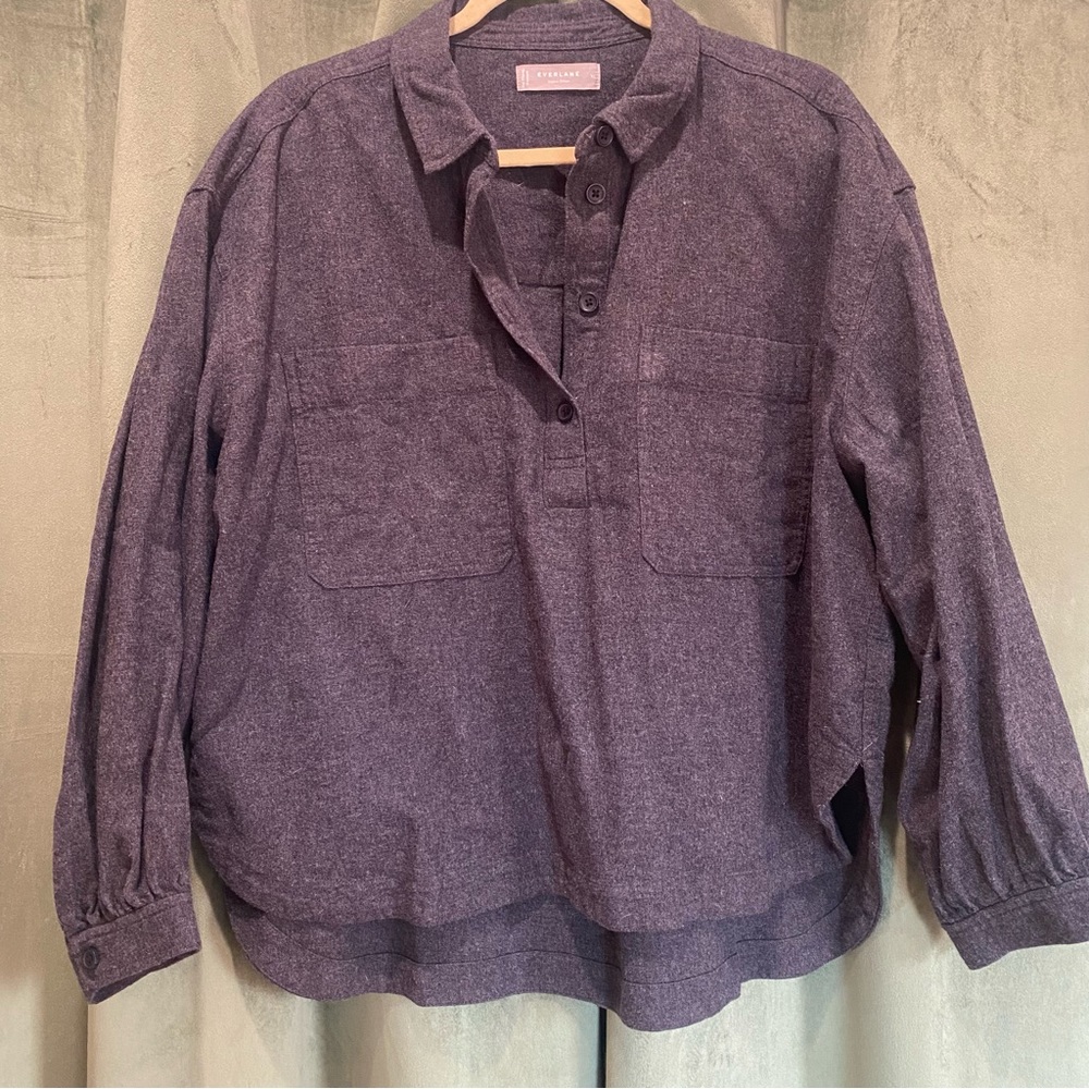 NWOT Everlane gray flannel 3/4 button down XL